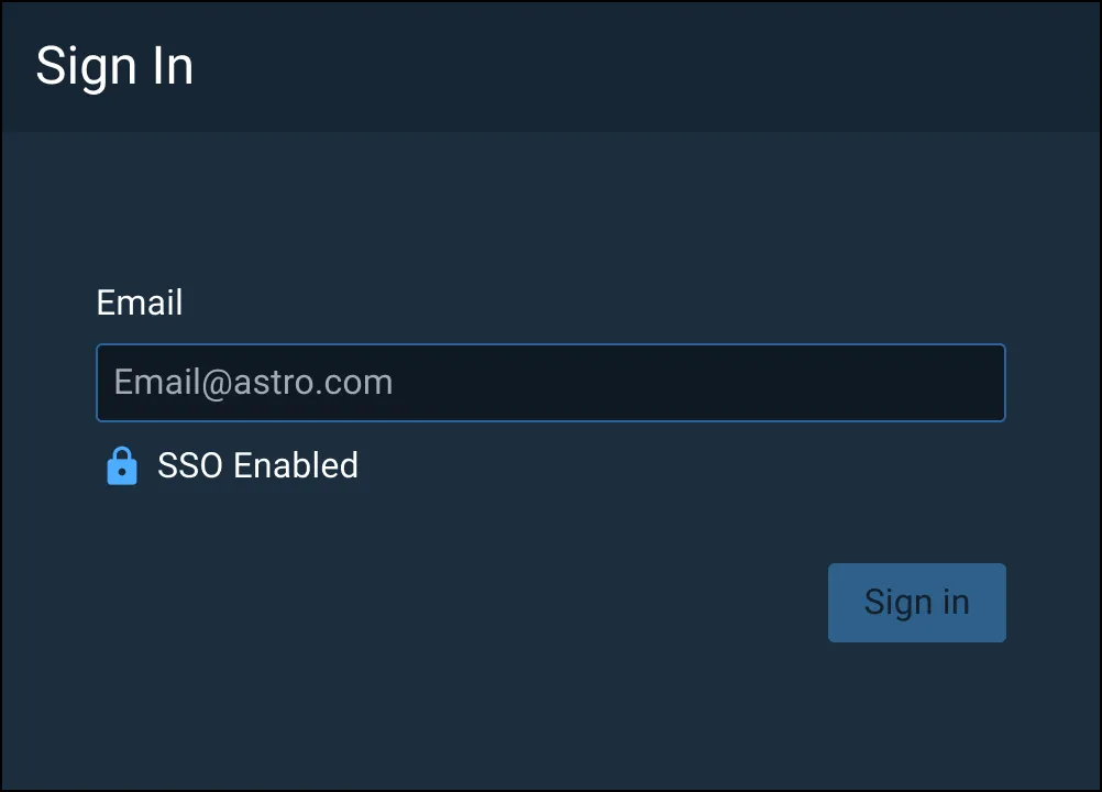 Example of Single Sign-on hosted within a modal dialog